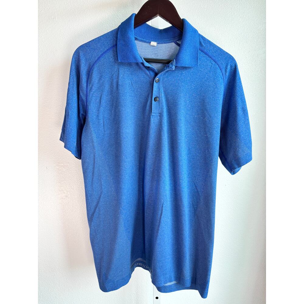 Lululemon Mens Polo Shirt Large Blue Athletic Golf Stretch